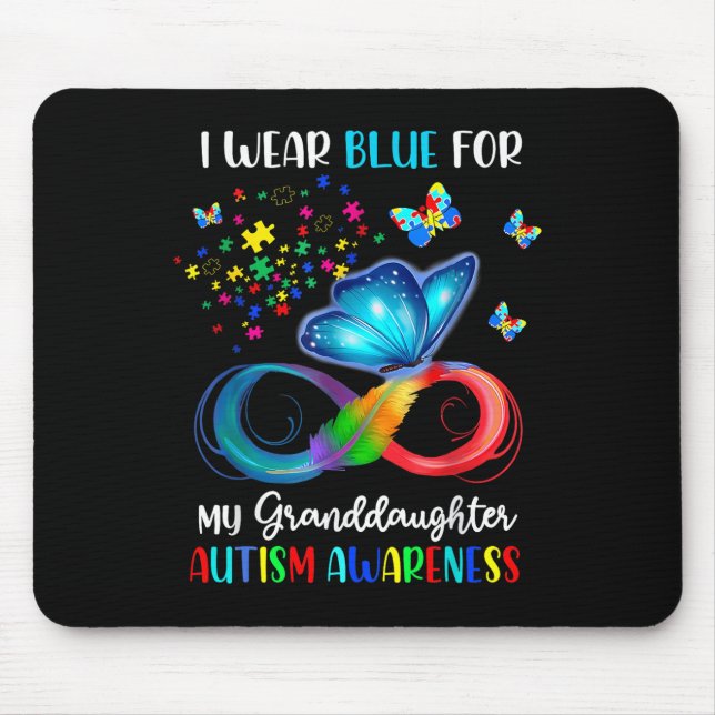 I Wear Blue For My Granddaughter Autism Grandma Bu Mouse Mat (Front)