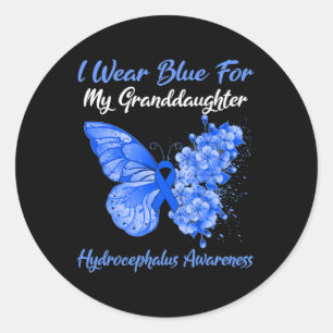I Wear Blue For My Granddaughter Hydrocephalus Classic Round Sticker