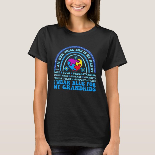 I Wear Blue For My Grandkid Grandson Autism Awaren T-Shirt (Front)