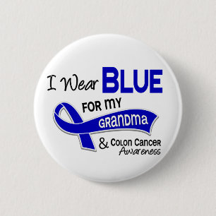 I Wear Blue For My Grandma 42 Colon Cancer 6 Cm Round Badge