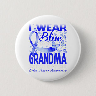 I Wear Blue For My Grandma Colon Cancer Awareness 6 Cm Round Badge