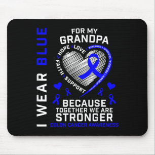 I Wear Blue For My Grandpa Colon Cancer Awareness Mouse Mat