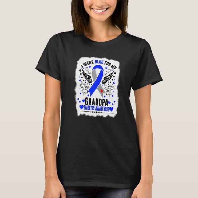 I Wear Blue For My Grandpa Diabetes Awareness Mont T-Shirt (Front)
