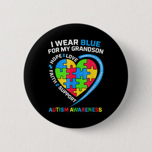 I Wear Blue For My Grandson Autism Awareness 6 Cm Round Badge