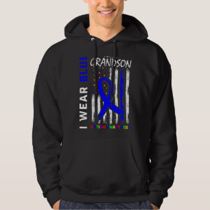 I Wear Blue For My Grandson Autism Awareness Ameri Hoodie