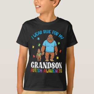 I Wear Blue For My Grandson Autism Awareness Bigfo T-Shirt