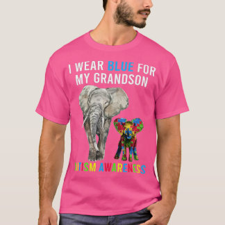 I Wear Blue For My Grandson Autism Awareness Funny T-Shirt