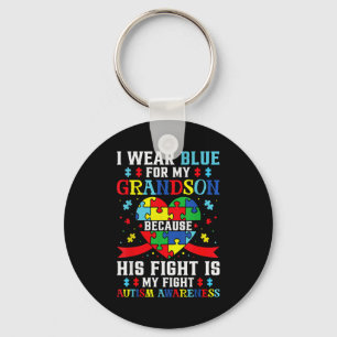 I Wear Blue For My Grandson Autism Awareness Grand Key Ring