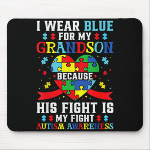 I Wear Blue For My Grandson Autism Awareness Grand Mouse Mat