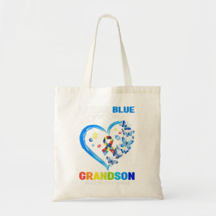I Wear Blue For My Grandson Autism Awareness Heart Tote Bag
