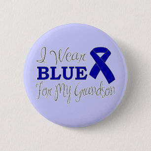 I Wear Blue For My Grandson (Blue Ribbon) 6 Cm Round Badge