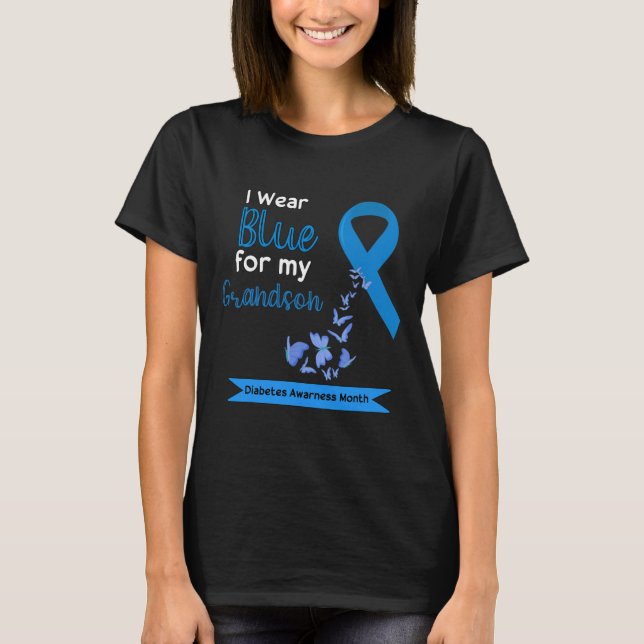 I Wear Blue For My Grandson Diabetes Awareness Mon T-Shirt (Front)