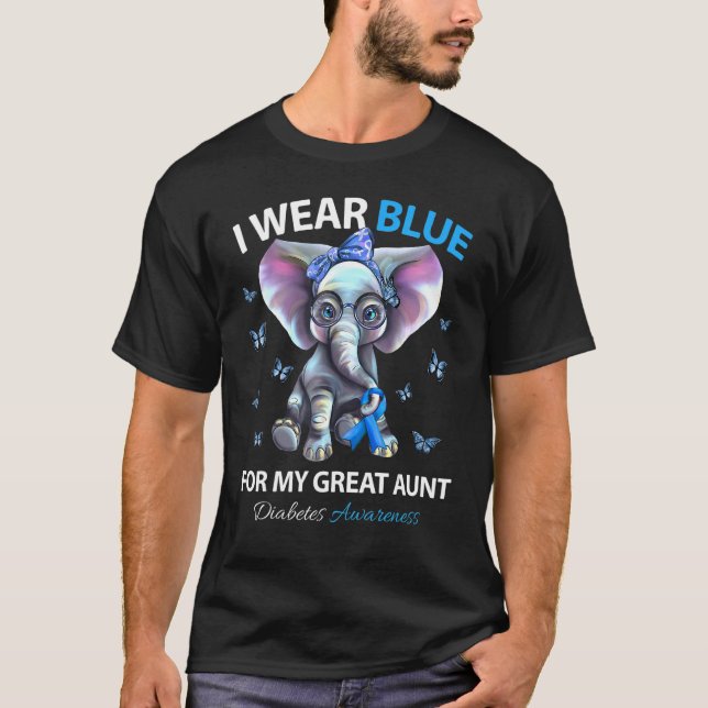 I Wear Blue For My Great Aunt Diabetes Awareness E T-Shirt (Front)