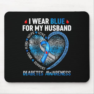 I Wear Blue For My Husband Diabetes Awareness Fami Mouse Mat
