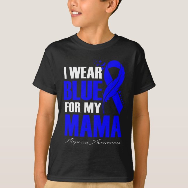 I Wear Blue For My Mama Alopecia Feather  T-Shirt (Front)