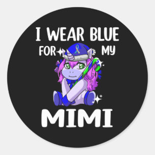 I Wear Blue For My Mimi Diabetes Awareness Support Classic Round Sticker