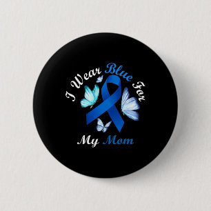 I Wear Blue For My Mum Butterfly Diabetes Awarenes 6 Cm Round Badge