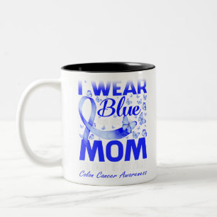 I Wear Blue For My Mum Colon Cancer Awareness Two-Tone Coffee Mug