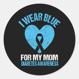 I Wear Blue For My Mum Diabetes Awareness Kids Tod Classic Round Sticker