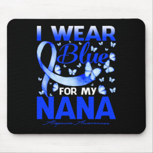 I Wear Blue For My Nana Alopecia Awareness Butterf Mouse Mat