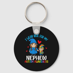I Wear Blue For My Nephew Autism Awareness Family  Key Ring