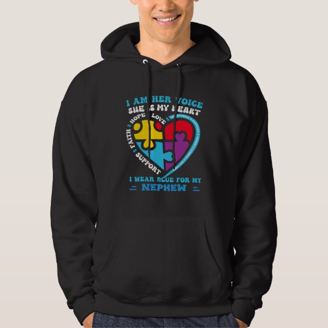 I Wear Blue For My nephew Autism Awareness groovy  Hoodie (Front)