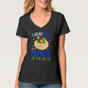 I Wear Blue For My Nephew Autism Awareness Heart H T-Shirt