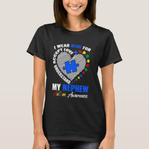 I Wear Blue For My Nephew Autism Awareness Puzzle T-Shirt