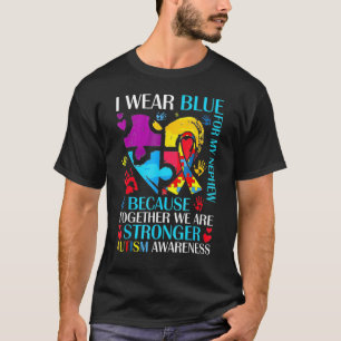 I Wear Blue For My Nephew Autism Awareness Puzzle T-Shirt