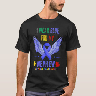 I Wear Blue For My Nephew Autism Awareness Puzzle T-Shirt