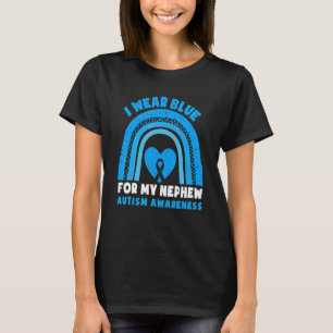 I Wear Blue For My Nephew Autism Awareness Rainbow T-Shirt