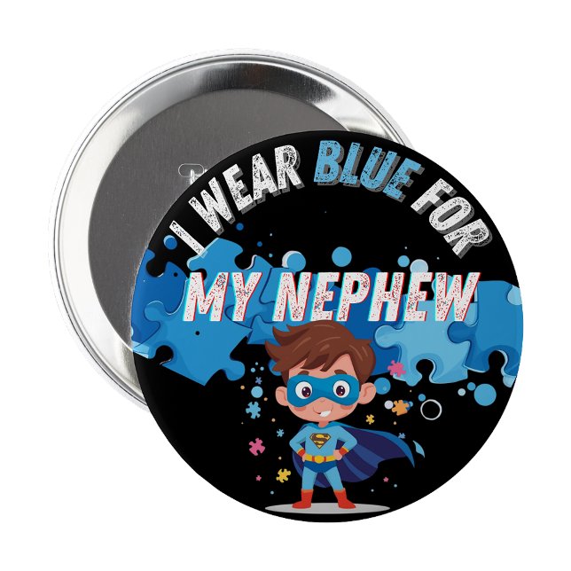 I wear blue for my Nephew Autism Pin Badge  (I wear blue for my Nephew Autism Pin Badge)