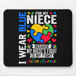 I Wear Blue For My Niece Autism Awareness Day Aunt Mouse Mat