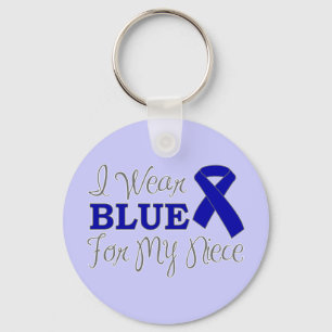 I Wear Blue For My Niece (Blue Awareness Ribbon) Key Ring