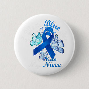 I Wear Blue For My Niece Butterfly Diabetes Awaren 6 Cm Round Badge