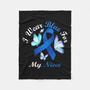 I Wear Blue For My Niece Butterfly Diabetes Awaren Fleece Blanket