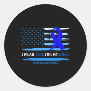 I Wear Blue For My Niece Diabetes Awareness Month Classic Round Sticker
