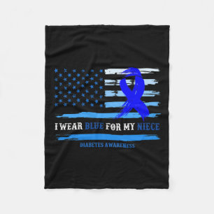 I Wear Blue For My Niece Diabetes Awareness Month Fleece Blanket