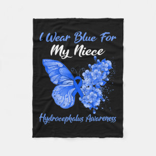 I Wear Blue For My Niece Hydrocephalus Warrior Fleece Blanket