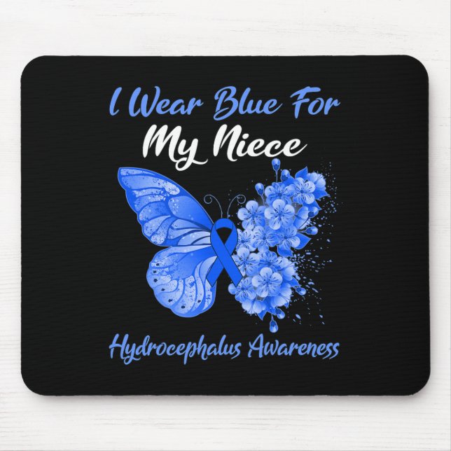 I Wear Blue For My Niece Hydrocephalus Warrior  Mouse Mat (Front)
