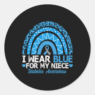 I Wear Blue For My Niece Type 1 Diabetes Awareness Classic Round Sticker