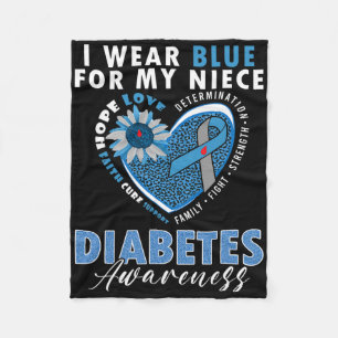 I Wear Blue For My Niece Type 1 Diabetes Awareness Fleece Blanket
