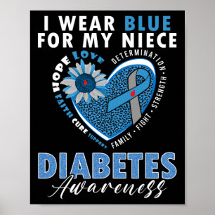 I Wear Blue For My Niece Type 1 Diabetes Awareness Poster