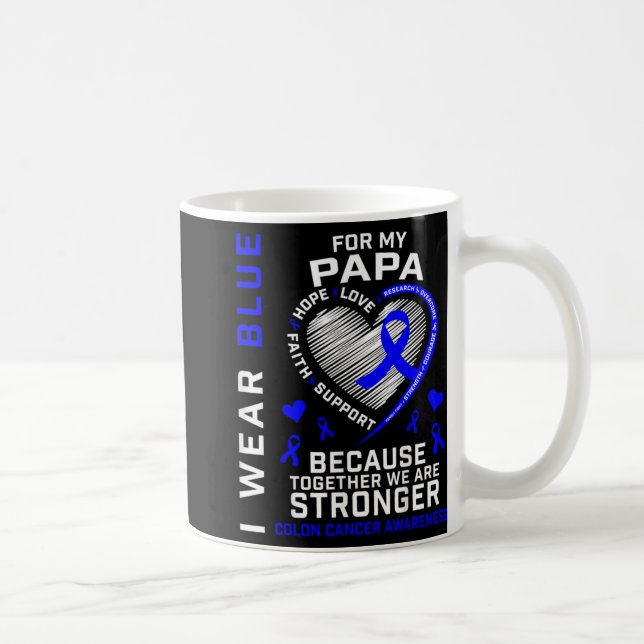 I Wear Blue For My Papa Colon Cancer Awareness Gra Coffee Mug (Right)