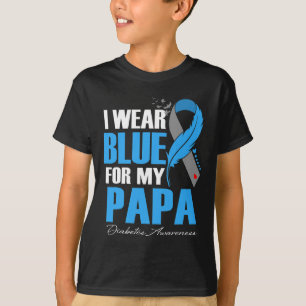 I Wear Blue For My Papa Diabetes Awareness Feather T-Shirt