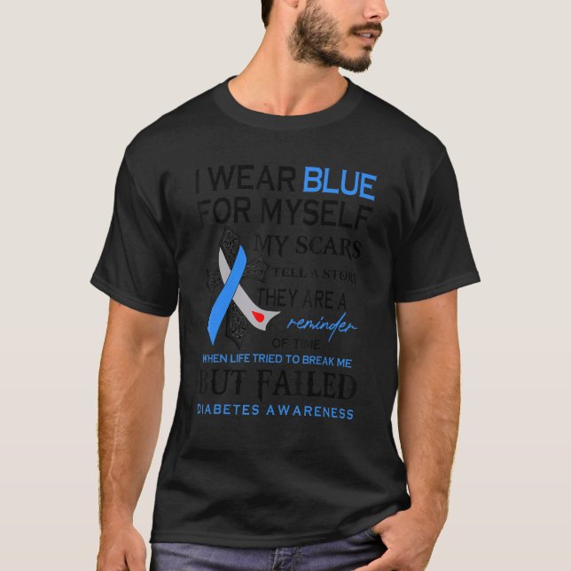 I Wear Blue For My Self Faith And Cross Blue Ribbo T-Shirt (Front)