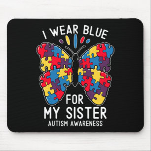 I Wear Blue For My Sister Autism Awareness Brother Mouse Mat