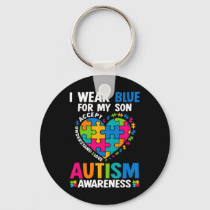 I Wear Blue For My Son Autism Awareness Autistic M Key Ring