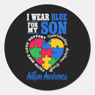 I Wear Blue For My Son Autism Awareness Classic Round Sticker