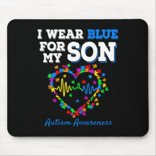 I Wear Blue For My Son Autism Awareness Day Mum Da Mouse Mat